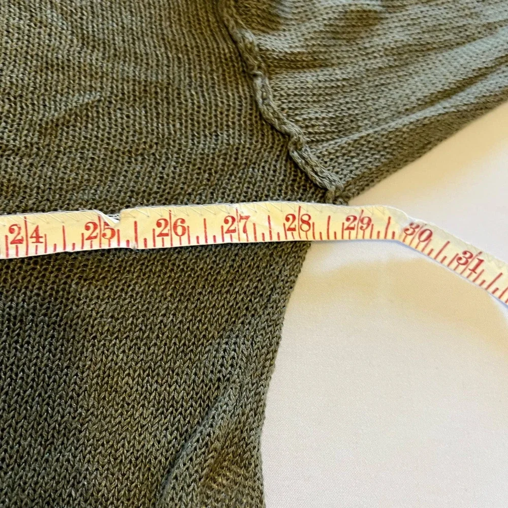 L.O.G.G. by H&M linen blend green cropped casual long sleeve top Sd - Picture 3 of 9